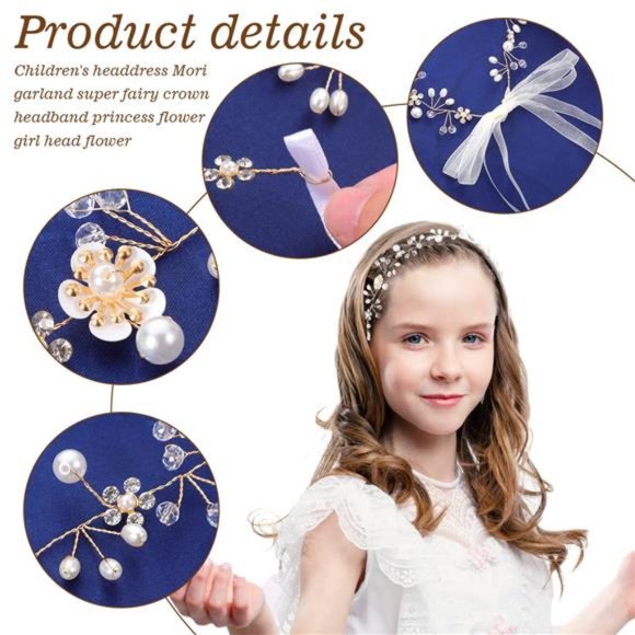 Pimoys Flower Girl Headpiece Headband, Flower Girl Hair Accessory main image 4